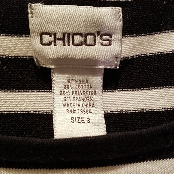 Chico's size 3 black and white silk blend top - Picture 2 of 3